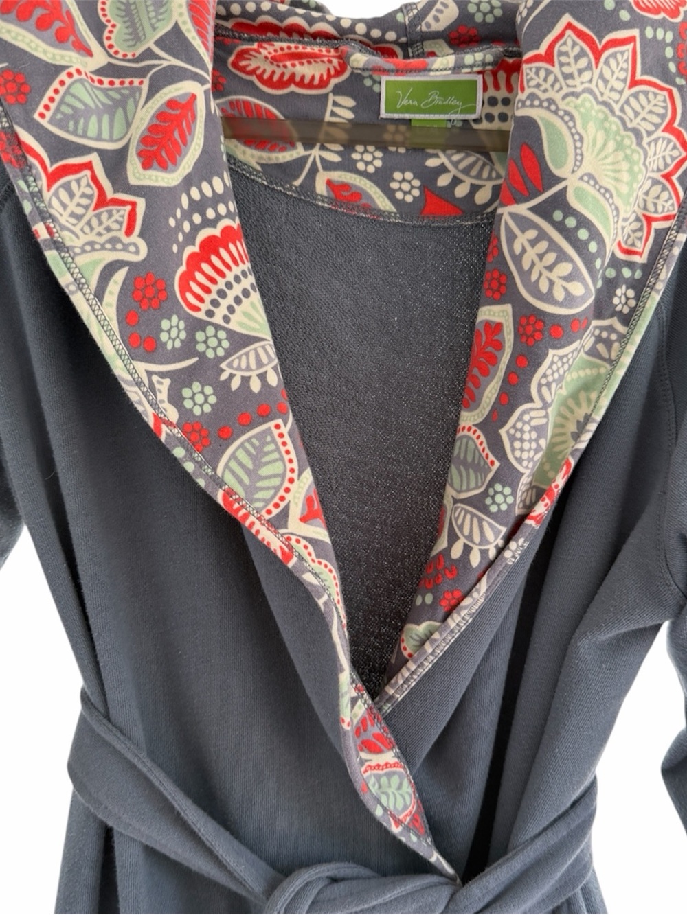 Vera Bradley Wrap Robe in Navy with Floral Trim